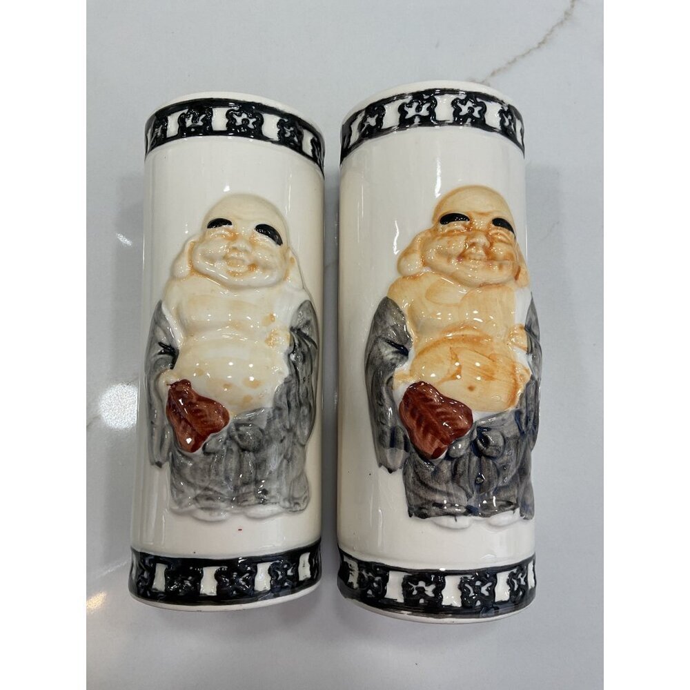 Vintage Orchids of Hawaii Ceramic Glazed Buddha Tiki Mug Japan Set of 2